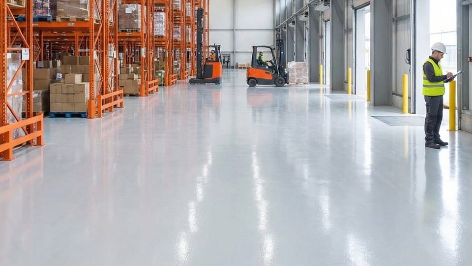 Vloer met industriële vloercoating